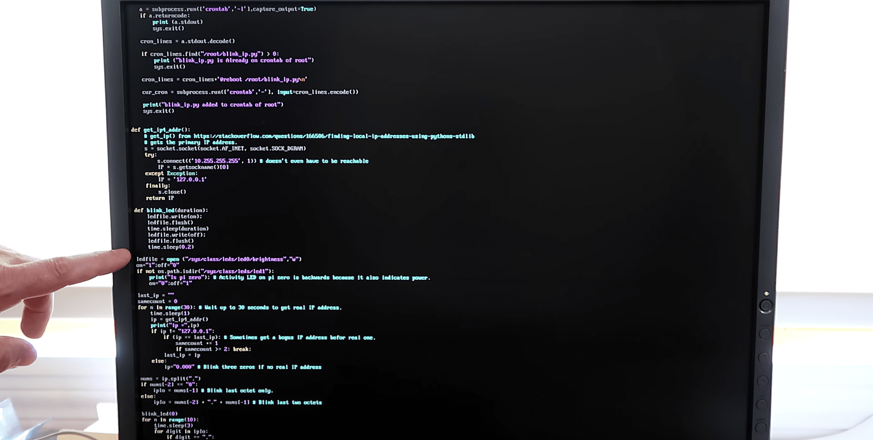 A screen running Python