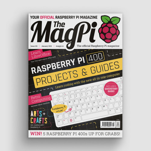 The front cover of the magazine featuring Raspberry Pi 400