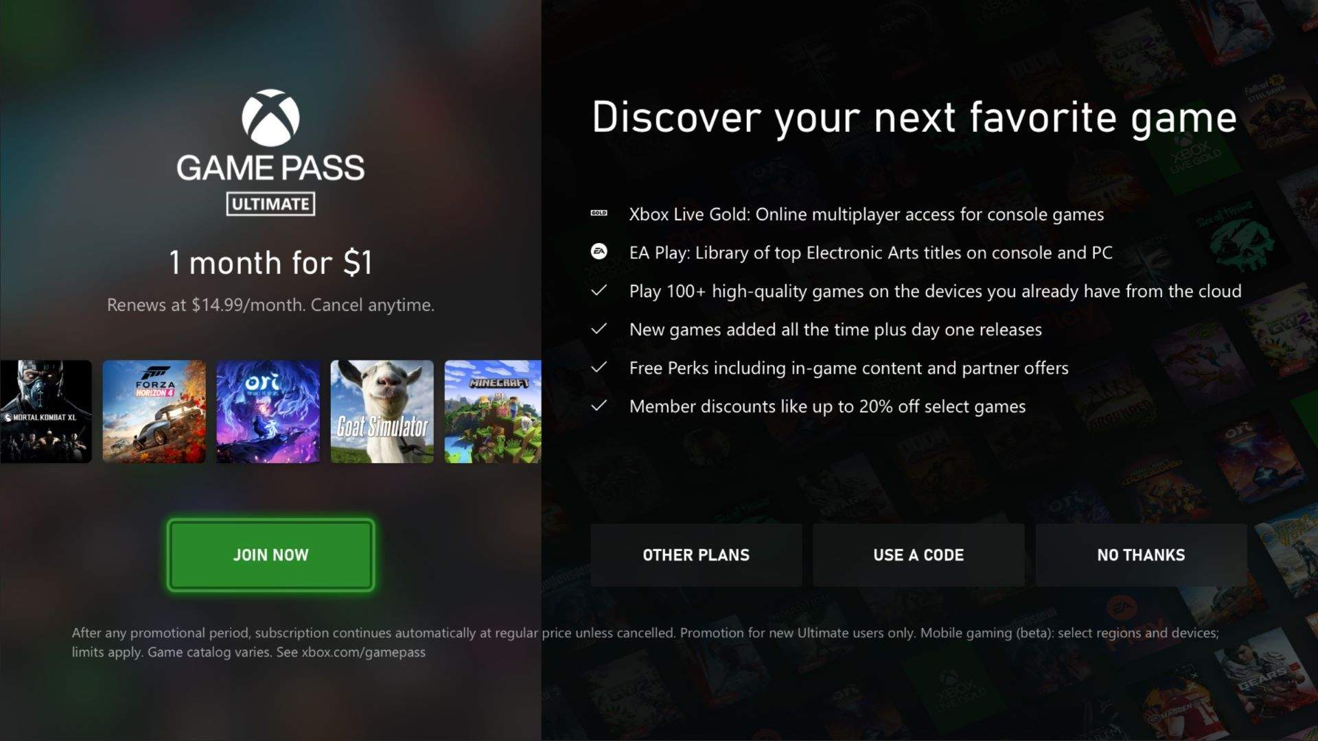 Xbox Game Pass Choose Your Plan Asset