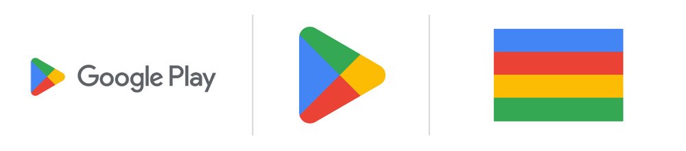 The new Google Play logo, prism and color palette