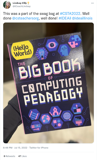 An educator's picture of The Big Book of Computing Pedagogy on Twitter.